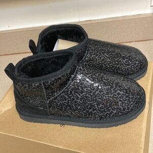 Black Sequin Ankle Booty slippers